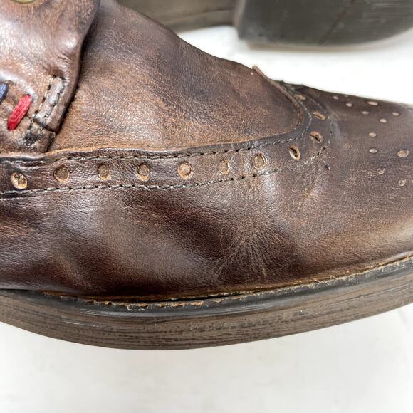 River Woods Brown Leather Oxfords Mid Ankle Boots Mens Size 44 main image 8